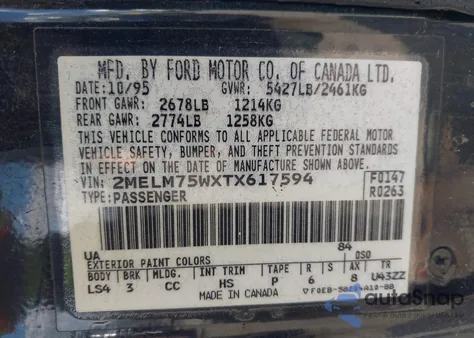 1996 Mercury Grand Marquis Ls/Bayshore from USA, damaged, VIN 2MELM75WXTX617594